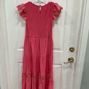 Adorable Pink Flutter Sleeve Kids Dress
